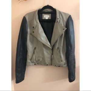 Black Tan Faux Leather Jacket - RD Style